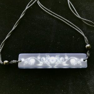 Black White Glass Bead and Rope Necklace Goth